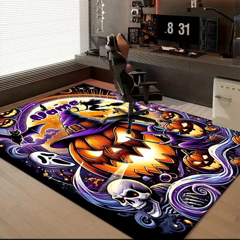 1PC Custom Name Halloween Night Fantasy Theme Floor Mat Ideal for Living Room, Game Rooms, Office, Bedroom,Floor Mat Playful Design16