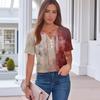 Womens Halloween Print Button Down Shirt Casual V Neck Short Sleeve T Shirt Lightweight Summer Top for Everyday Wear