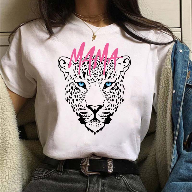 Leopard Mom Life Print Women T Shirt Short Sleeve Oversized Tshirt Ladies Clothing Fashion Kawaii Female Tee Tops Camisetas Muje
