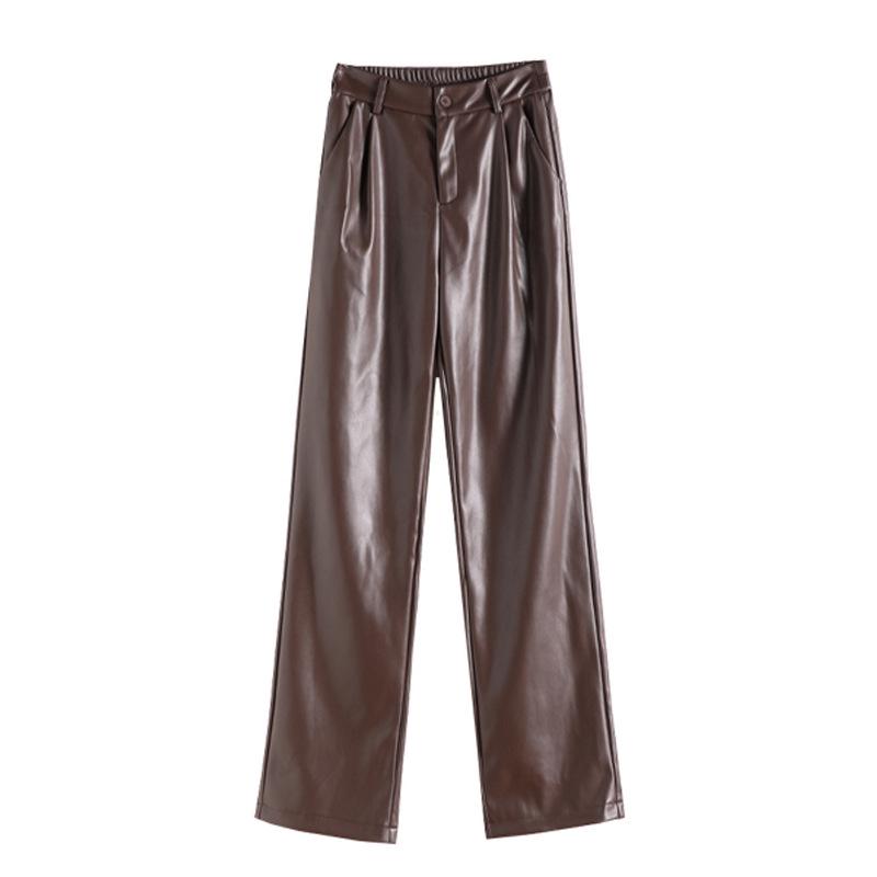 Women s Plus Velvet Matte High-Waisted Narrow-Leg Leather Pants for Autumn/Winter 2025 XL