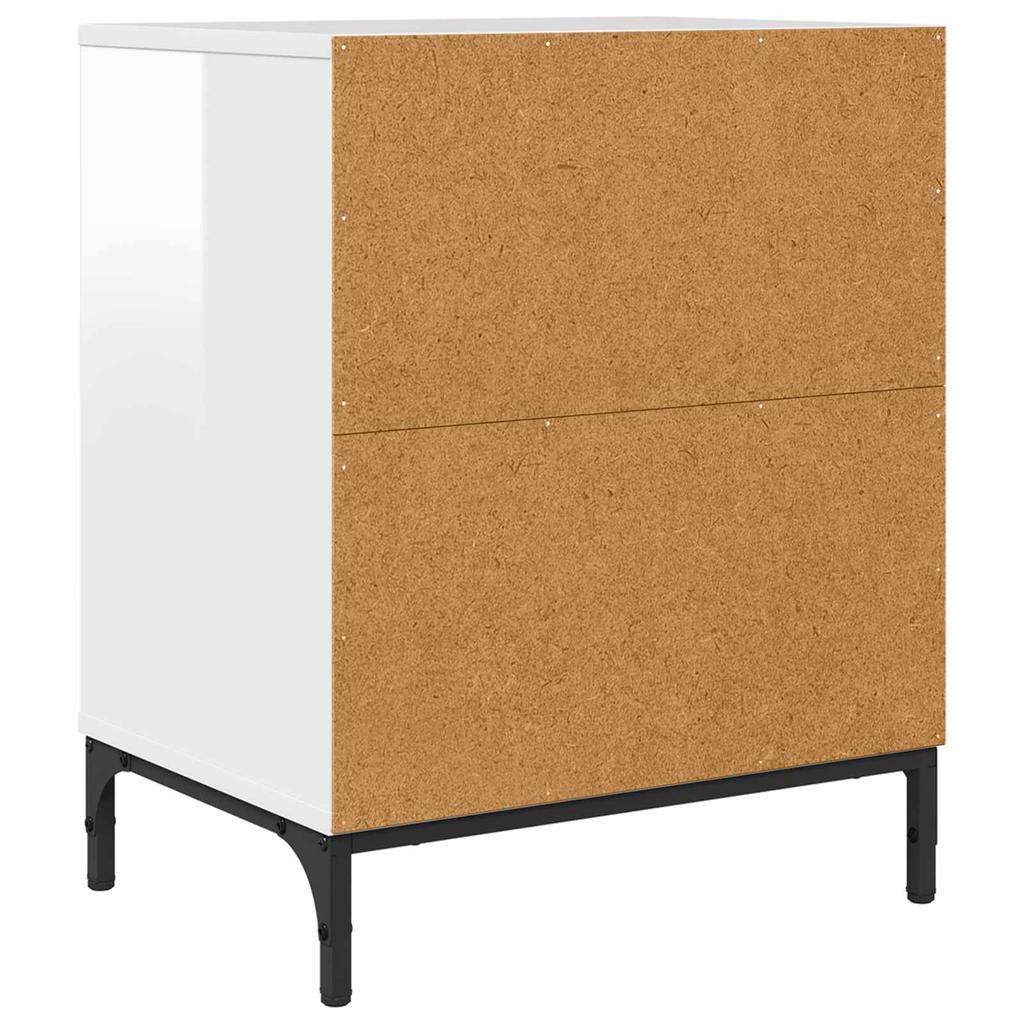 Nightstand Set of 2 High Gloss White 49 X 36 X 61 Cm Engineered Wood