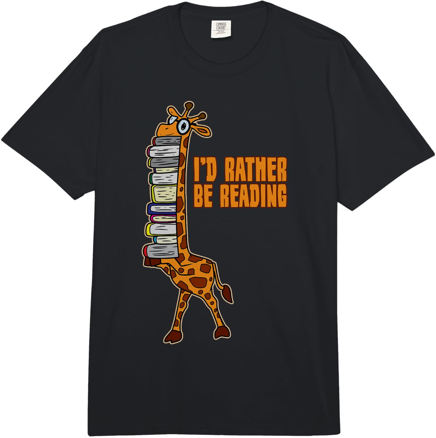 I d Rather Be Reading Giraffe Book Lover Gift Comfort Colors Adult Heavyweight Unisex T-Shirt S