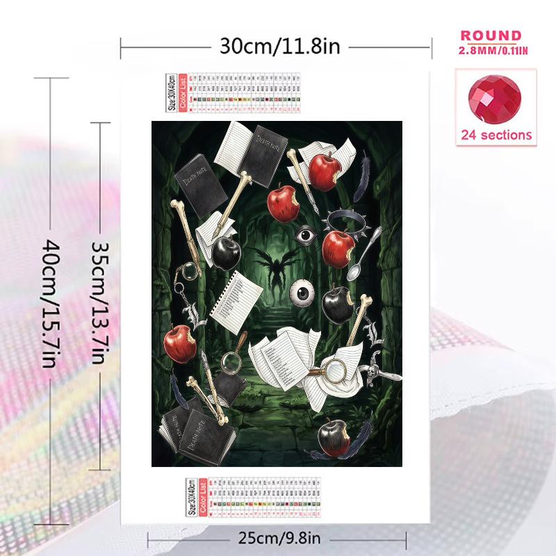 Death Note Symbol & Ritual Art Set Pattern 3pcs 100% Round Full Drill 5D DIY Diamond Painting Embroidery Cross Stitch Rhinestone Décor