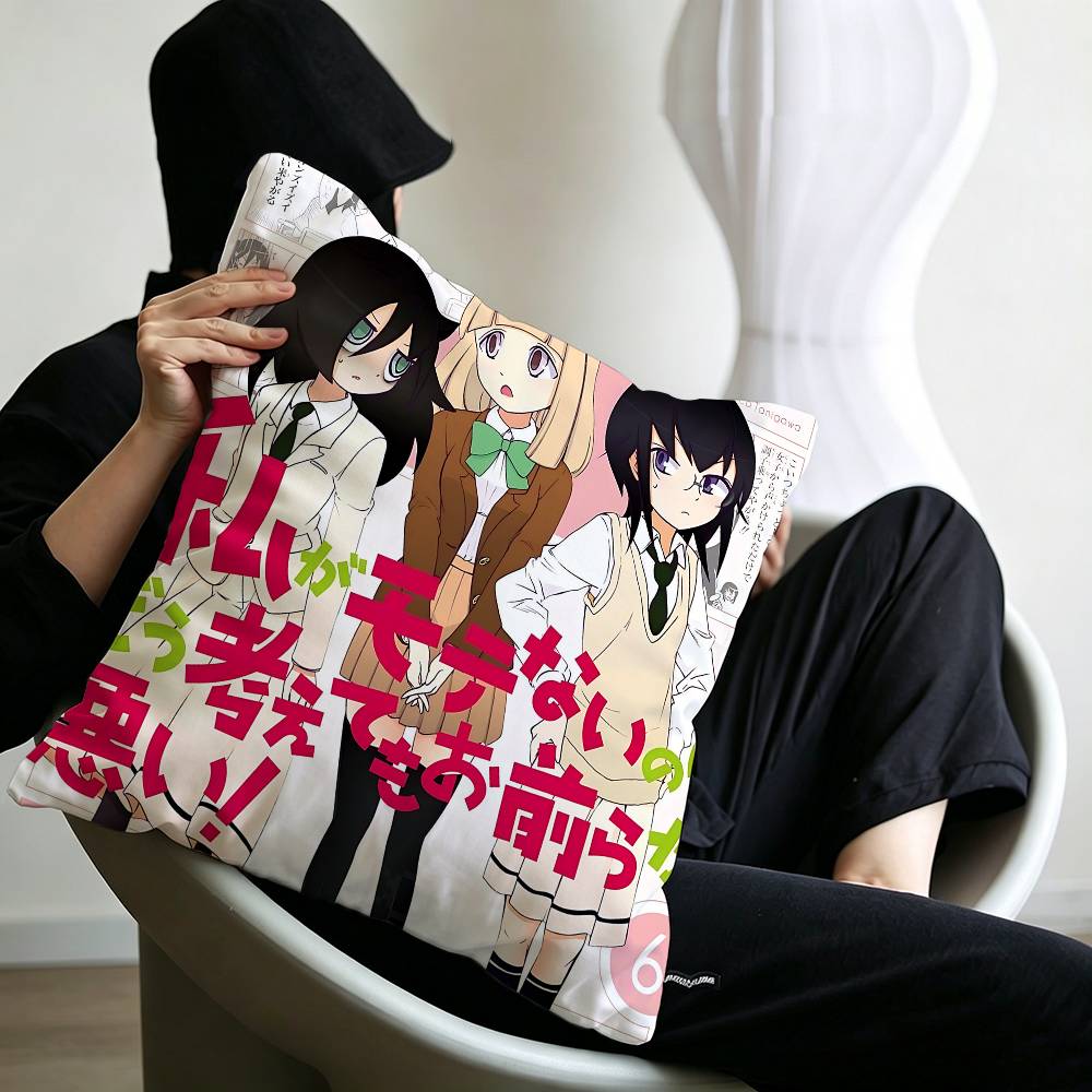Anime W-Watamote Kuroki Tomoko Pillow Cushion Cover Pillowcase Living Room Sofa Home Decor Customized