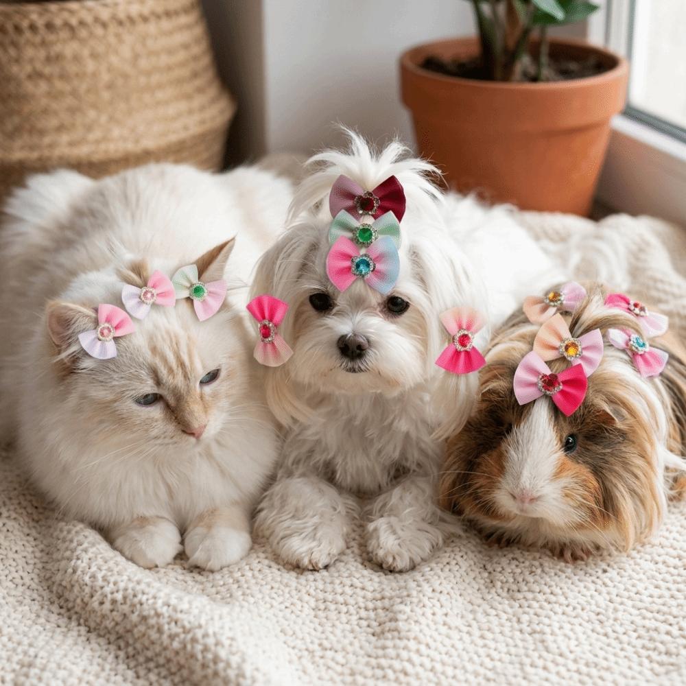 24Pcs Small Size Dog Hair Bows Elastic Rubber Band Dog Bow Hair Ties  Pet Daily Decoration