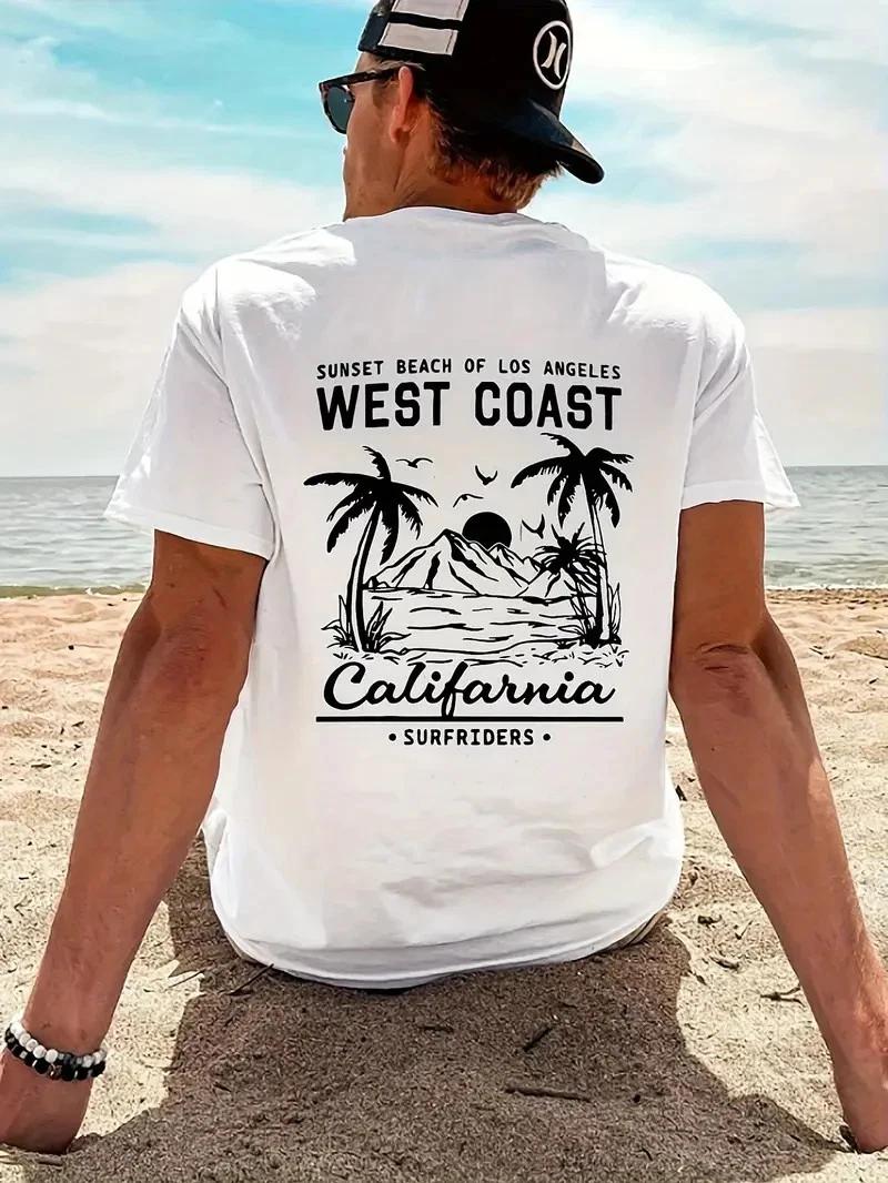 Men’s West Coast California Graphic T-Shirt - Los Angeles Surfriders Surf Tee 3XL