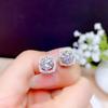 Platinum Plated Princess Cut Moissanite Earrings 50 Points 1 Carat Stud Earrings