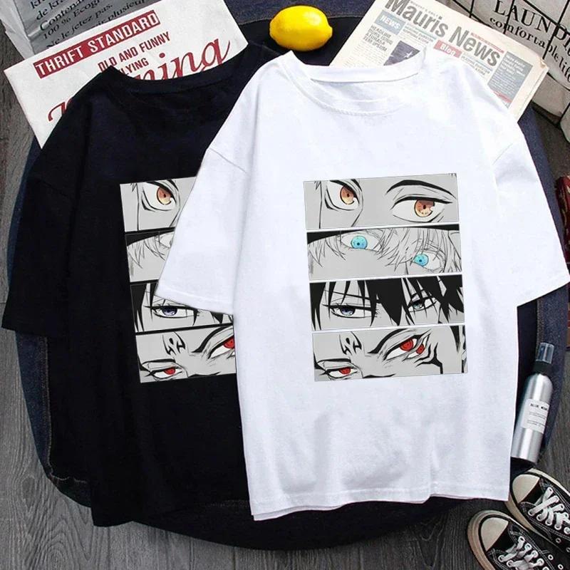 Japanese Anime Print Summer Clothes T-shirt Large Size Harajuku Short Sleeve Women's Men's Casual Cotton T-shirt Men's Tops