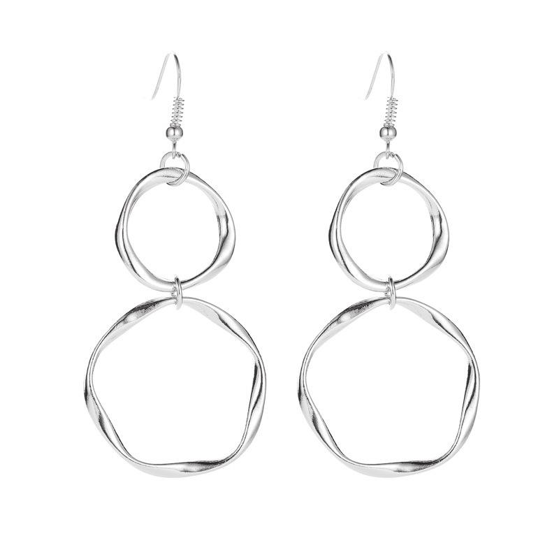 

Contemporary European & American Metal-Textured Hoop Earrings for Women