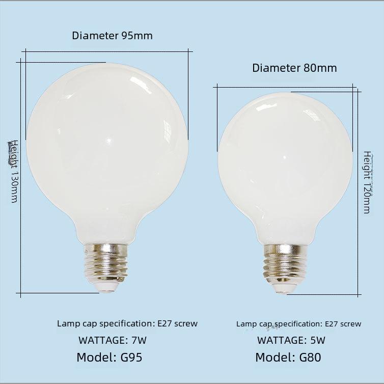 Lâmpada LED Globo Dragon Ball Branco Leitoso - G45 G80 G95 Lâmpada Redonda Transparente com Mudança de Três Cores