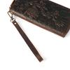 New Men's Genuine Cowhide Clutch Wallet Vintage Embossed Multi-Card Slots Wrist Strap Ready Stock Luxury Long Wallet