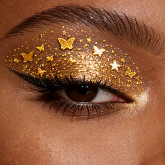 Metallic Eye Tattoo Stickers, Waterproof Temporary Freckle Decals, Sparkling Foil Eye Makeup for Festival Party, Glitter Face Art
