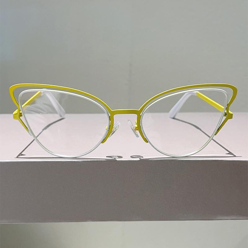 vintage hollow out frame anti-blue light eyeglasses for women new fashion patchwork cat eye glasses frame shades sunglasses