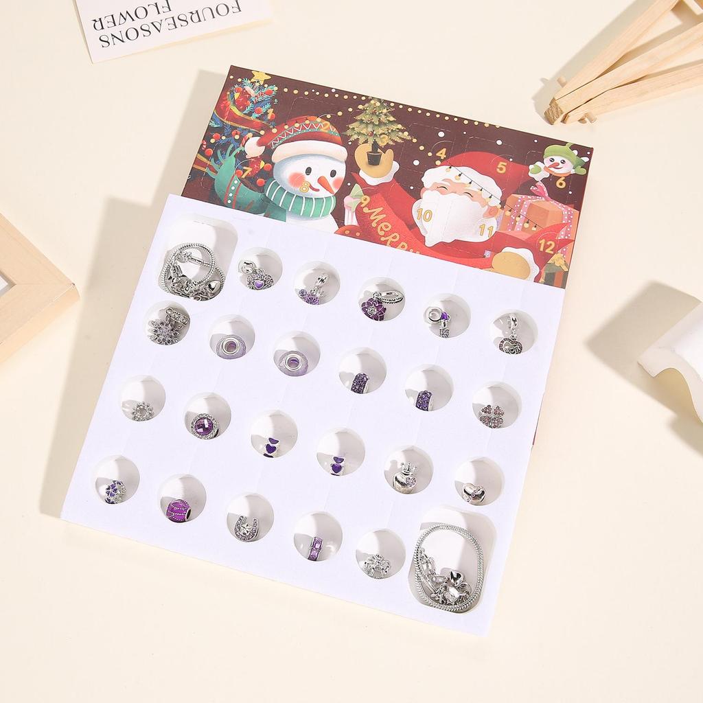 Blue & Purple Jewelry Advent Calendar Gift Box DIY Beading Kit for Christmas