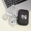 Luxury 3D Cute Silver Bowknot + EVA Storage Bag Set Charger Cover For IPhone 11 12 13 14 18W-20W Charge Correa Protection Sleeve