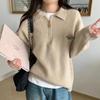 Navava Casual Zip Collar Long Sleeve KniT T shirT Nk2463
