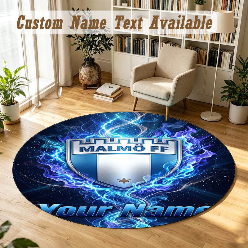 Round Rug Custom NameMalmö FF Pattern Non Slip Carpet Home Floor Decor