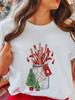 Women's Tops Christmas Short Sleeve Tees Female Summer Beach Funny Cartoon Santa Reindeer Printed T-Shirt Regular Graphic Female