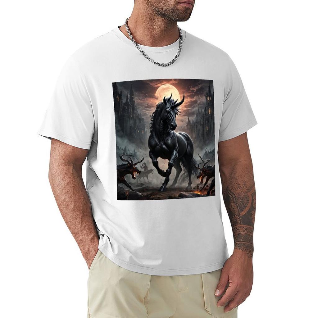 Nightmare Unicorn TShirt Simple Casual Short Sleeve Cotton TShirt