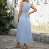 Casual Sleeveless Summer Vacation Dress with Belt and Slit - 2025 European & American Style