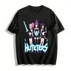 HUTETERS Anime Battle Girls Print Casual T-shirt Trendy Loose-fit Top For Anime Fans Pure Cotton T-shirt
