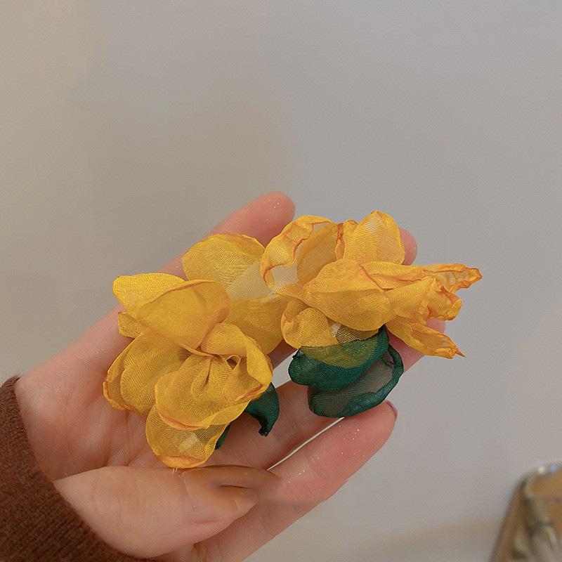 Mesh Flower Earrings Retro Small Fresh Personalized Versatile Stud Earrings Trendy New Design Earrings