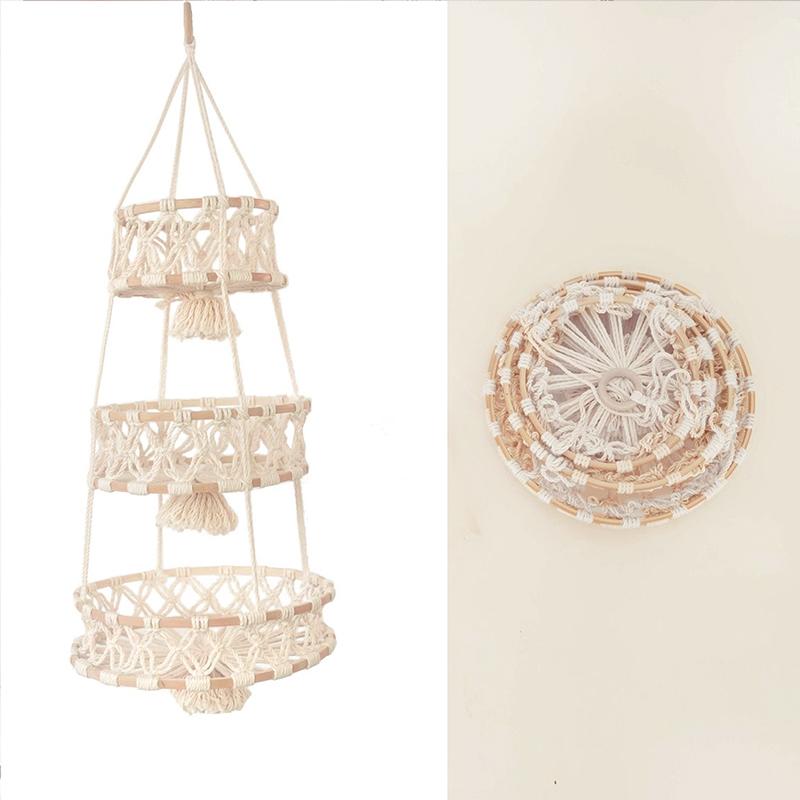 Kitchen Storage Basket Handmade Cotton Rope Weaving Wall Basket Plant Hanging Basket