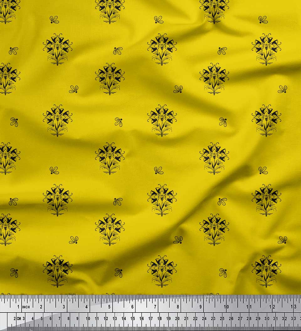 

Soimoi Yellow Japan Crepe Satin Fabric Artistic Floral Decor Fabric Printed metre 42 Inch 42 Inch Wide - Japan Crepe Satin жёлтый