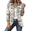 Women's Floral Print Cardigan, Long Sleeve Ruffle Open Front Top, Casual Outerwear for Spring and Fall