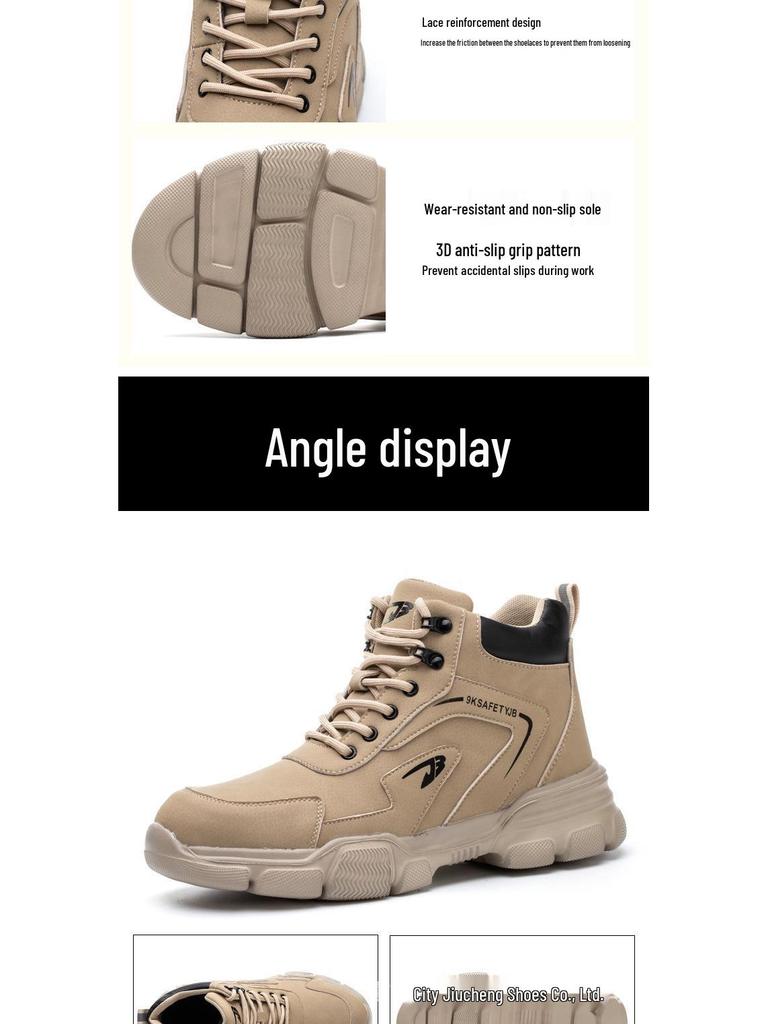 Men's Steel Toe Work Boots - Four-Season, Anti-Smash, Puncture-Resistant, Durable Construction Safety Shoes