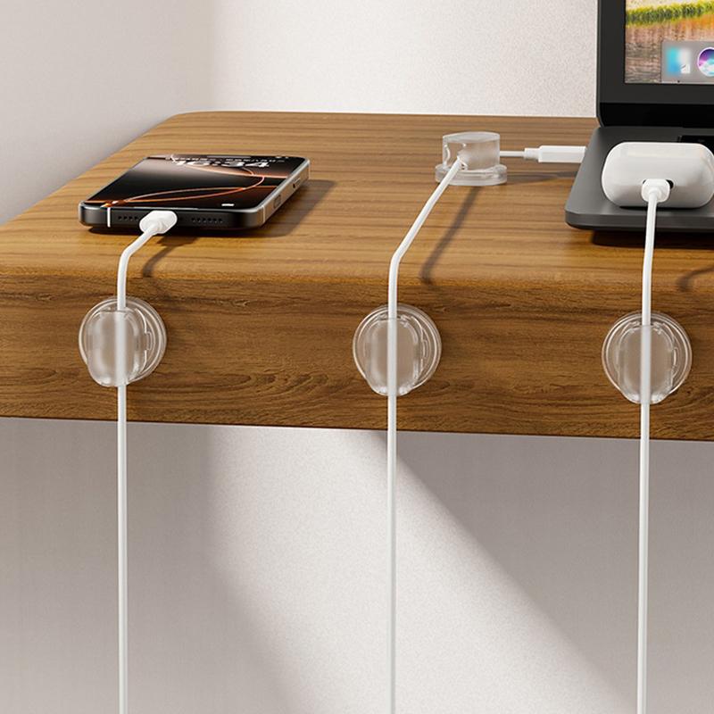5Pcs Transparent Desktop Cable Organizer Holder Winder Clip Self-Adhesive Phone Data Cable Management Wire Cord For Home Office