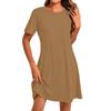Women's Fashion Casual Color Round Neck Short Sleeve Short Dress