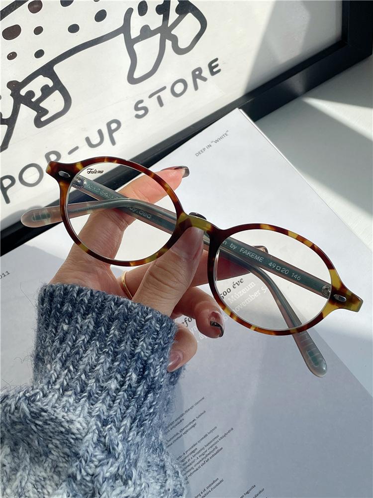 Leopard Framed Myopia Glasses Oval Anti Blue Light Glasses Metal Hinge Connection for Sweet Cool Girl Decorative Glasses