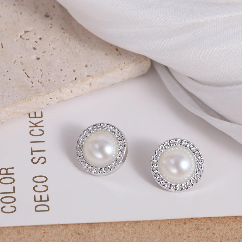 50PCS Round Pearl Buttons Shiny Sewing Button Overcoat Clothing Button  Clothing Sewing