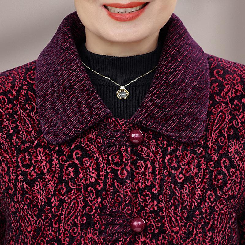 Grandma's Fashionable Lapel Top for Spring & Autumn