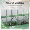 Raised Garden Bed with Greenhouse, Steel Planter Box with Plastic Cover, Roll Up Window, Dual Use for Flowers, Vegetables, Fruits and Herbs