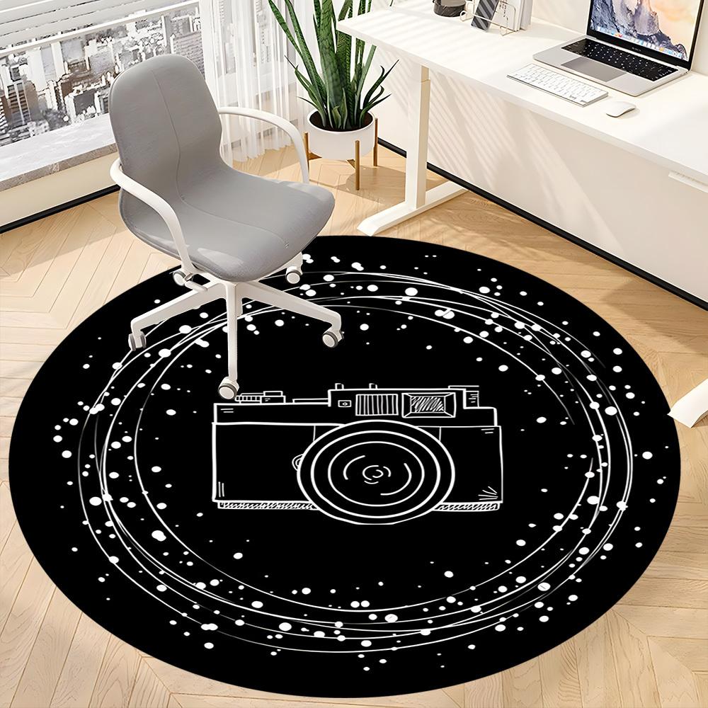 1PC Camera Galaxy Office Round Area Rug,  Mat Suitable ForOffice, Under Office Chairs Bedroom Living Room Home Decor, Room Deco