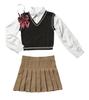 Clearstone Ulzzang Sailor Cosplay Halloween Knit Vest Black x Mocha Black Women's