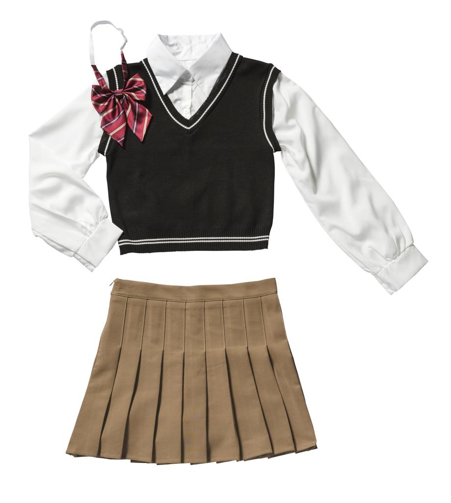 Clearstone Ulzzang Sailor Cosplay Halloween Knit Vest Black x Mocha Black Women's