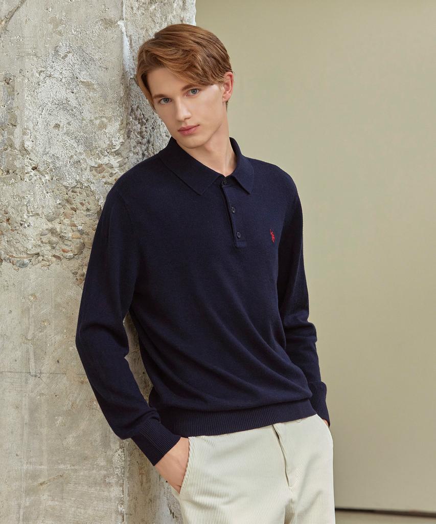 USPOLOASSN Merino Wool Collar Knit_Dark Navy