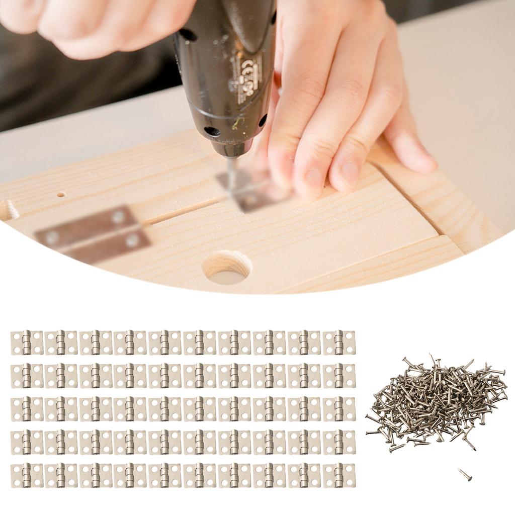 Set of 50 For Small Solid Brass Butt Hinges for Craft Doors Jewelry Repair Model Making Storage Box Creation and General Use