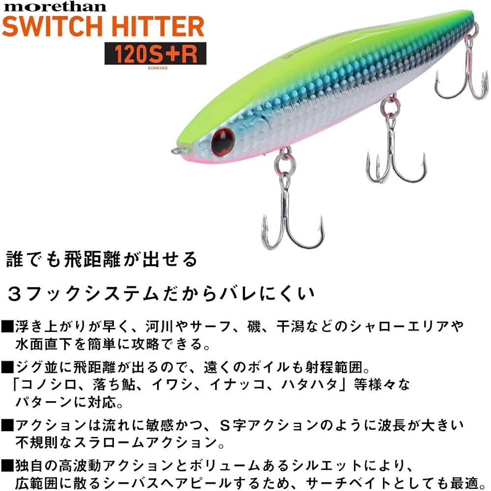 Daiwa Morethan Switch Hitter Gold Rainbow 120S+R Fishing Lure 120mm