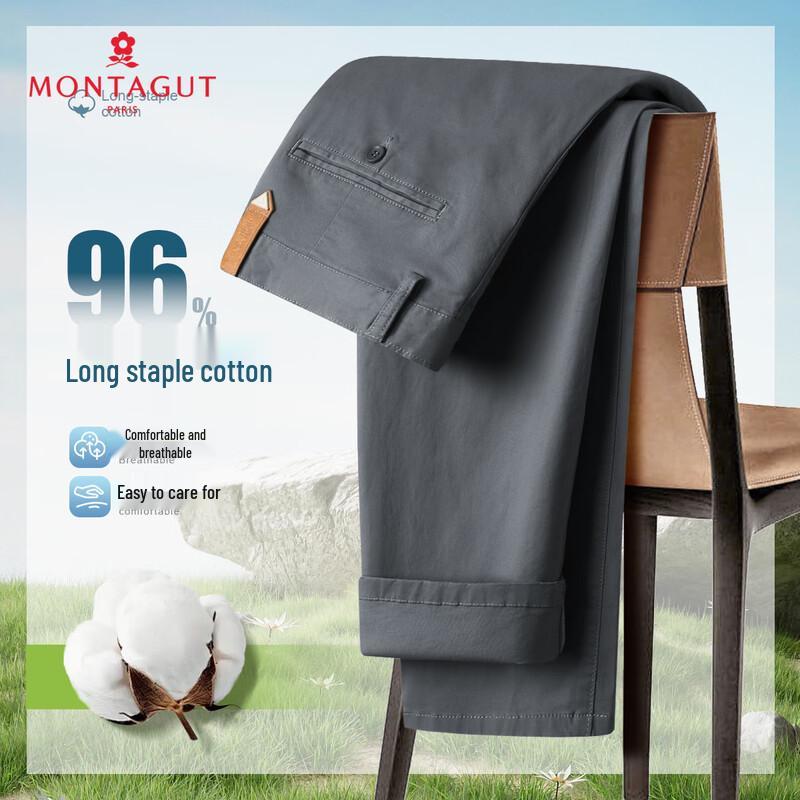 

MONTAGUT Men s Easy-Care Long-Staple Cotton Casual Pants 33