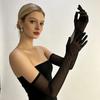 Elbow Transparent Gloves Ultra-thin Mesh Full Finger Gloves Fashion Sunscreen Mittens  Female