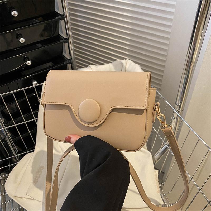 Stylish Spring Women's Pu Small Square Handbag Trendy Versatile Shoulder Bag In Black White Khaki Rosy Orange