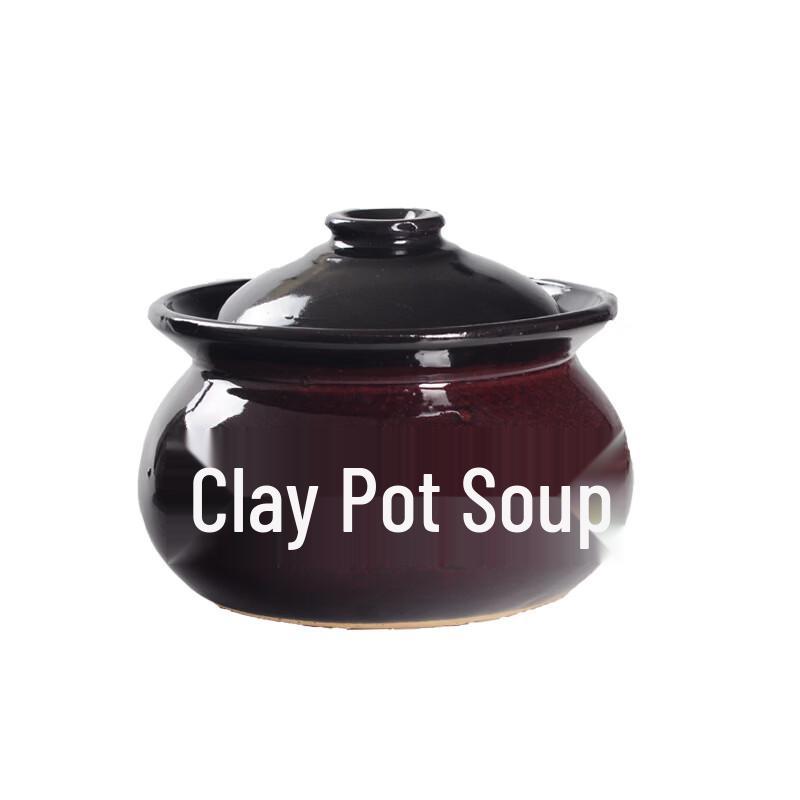 Ru Han Earthenware Ceramic Double Boiler Stew Pots (Set of 3)