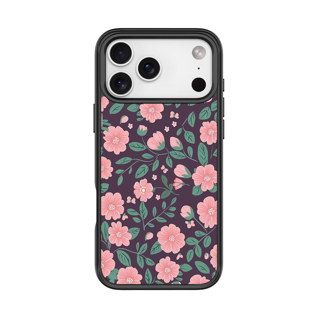 Applicable To Apple 17pro Mobile Phone Case, Advanced Sense 16 Replaceable Back Plate 15promax Magnetic Mobile Phone Case, Green Pink Flower.