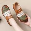 Gladiator Summer Sandals Women's Big  Woman Real Leather Sandals Ladies Patchwork Strap Non-slip Flats