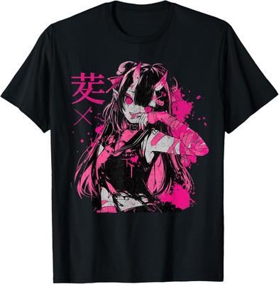 Gotikinė Grunge Demon Anime Mergina Waifu Siaubo Alt Estetiniai Marškinėliai