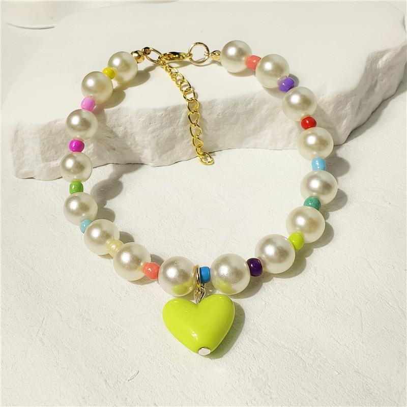 Summer Dopamine Love Pet Necklace Cat Colorful Pearl Collar Dog Cute Necklace Ornament